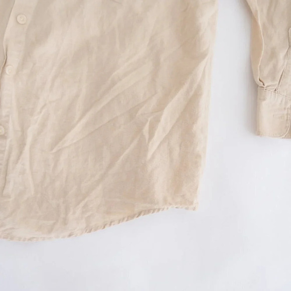 Vintage Bill Blass Jeans Beige 55%  Linen 45% Cotton Button Down Shirt Small - Picture 6 of 11